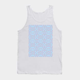 Blue Floral & Geometric Pattern Tank Top